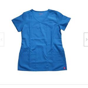 Red Panda womens scrub top V Neck Short sleeve Size XS RYL Blue 1726